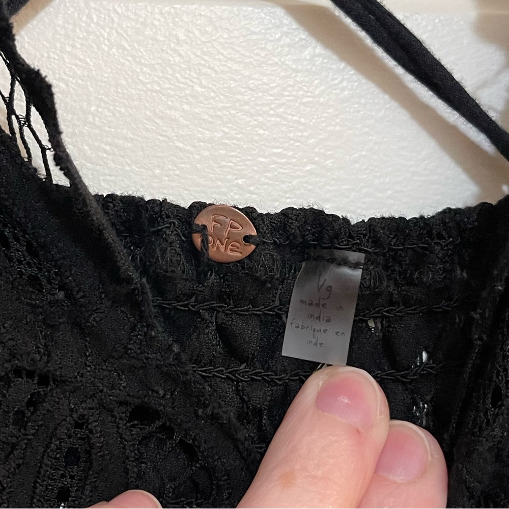Free People Adella black lace slip dress . - Picture 4 of 7